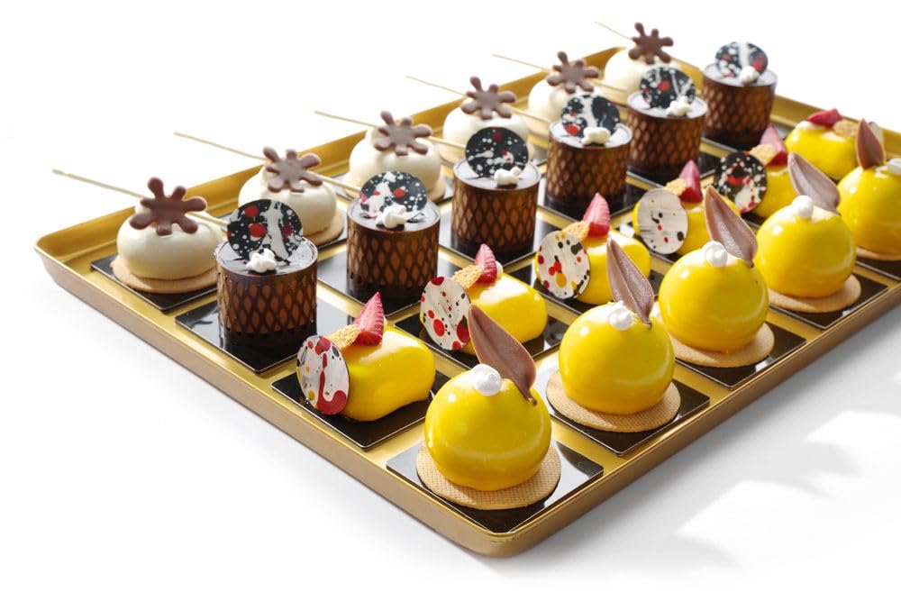 HENDI Plateau de présentation pour pâtisserie, 400x300x(H) 20mm, Aluminium léger, doré
