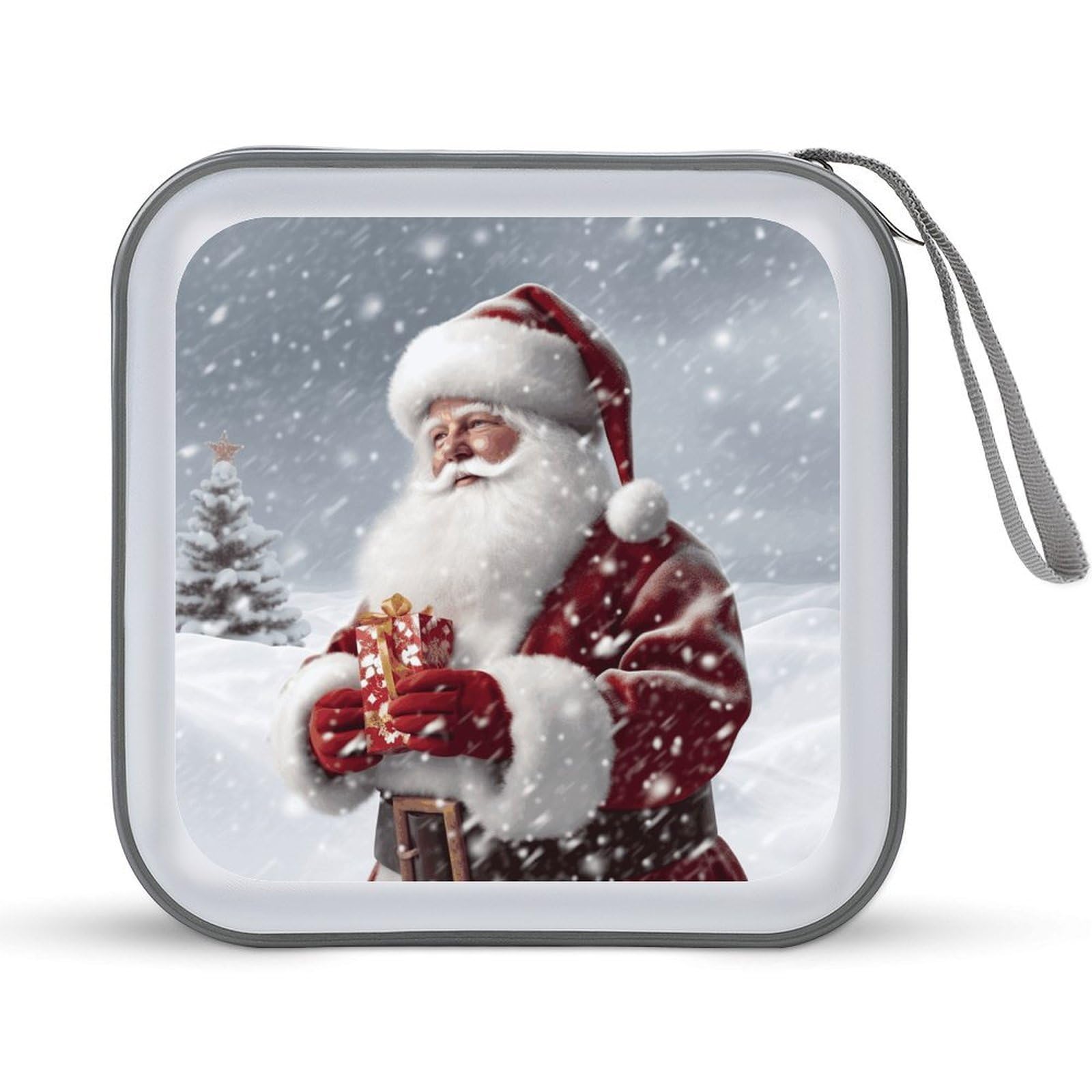 JTREHY Santa Claus Snow Secenry CD Case 40 Capacity CD/DVD Case Holder Disc Storage Organizer Wallet Bag Portable Zipper CD Case Holder for Car Home Office Travel