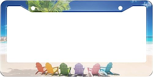 Miniatura 15 de HOSNYE - Marco de placa para automóvil con bandera de carrera, tablero ajedrezado vintage, cubierta de metal para placas frontales, marco de placa