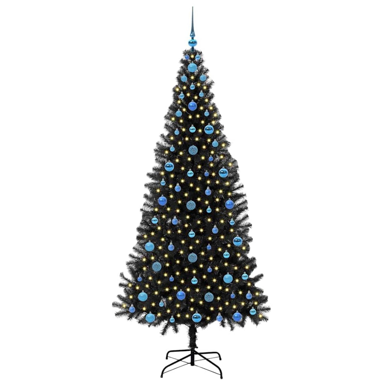 Tidyard Albero di Natale LED, Albero con 300 LED, Supporto Nero, 210 cm, PVC, Struttura Accattivante, Illuminazione Calda, per Decorazione Festiva in casa o Giardino