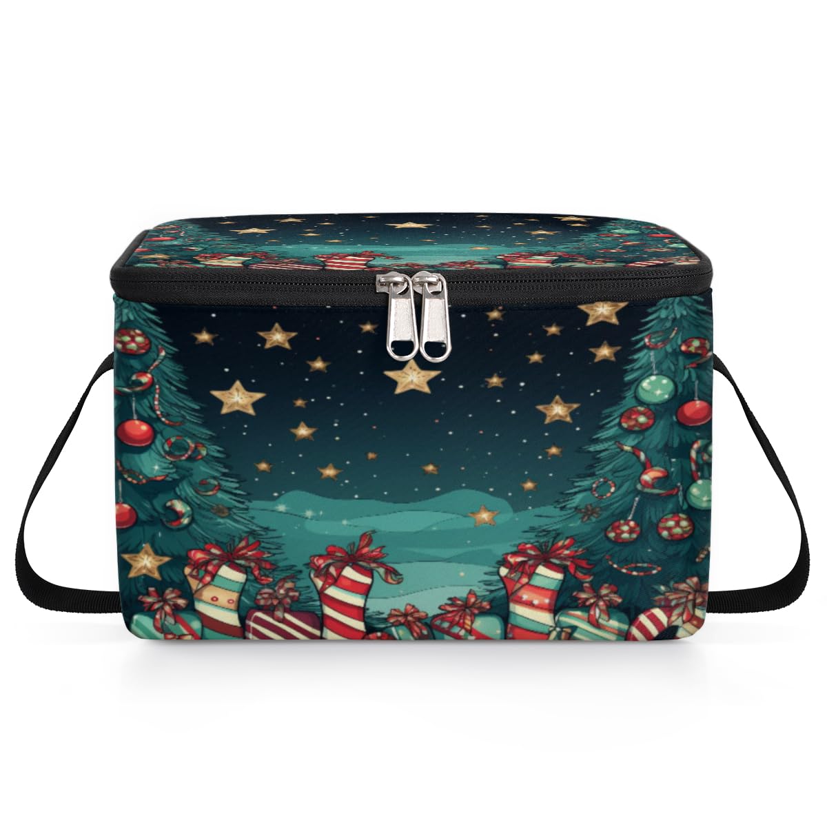 GzLeyigou Christmas Night Lunch Bags for Women Men 9 Cans, Hot & Cold Food Delivery Bag Insulated Grocery Bag Insulated Lunch Box Cooler Bag for Office Work Picnic Beach