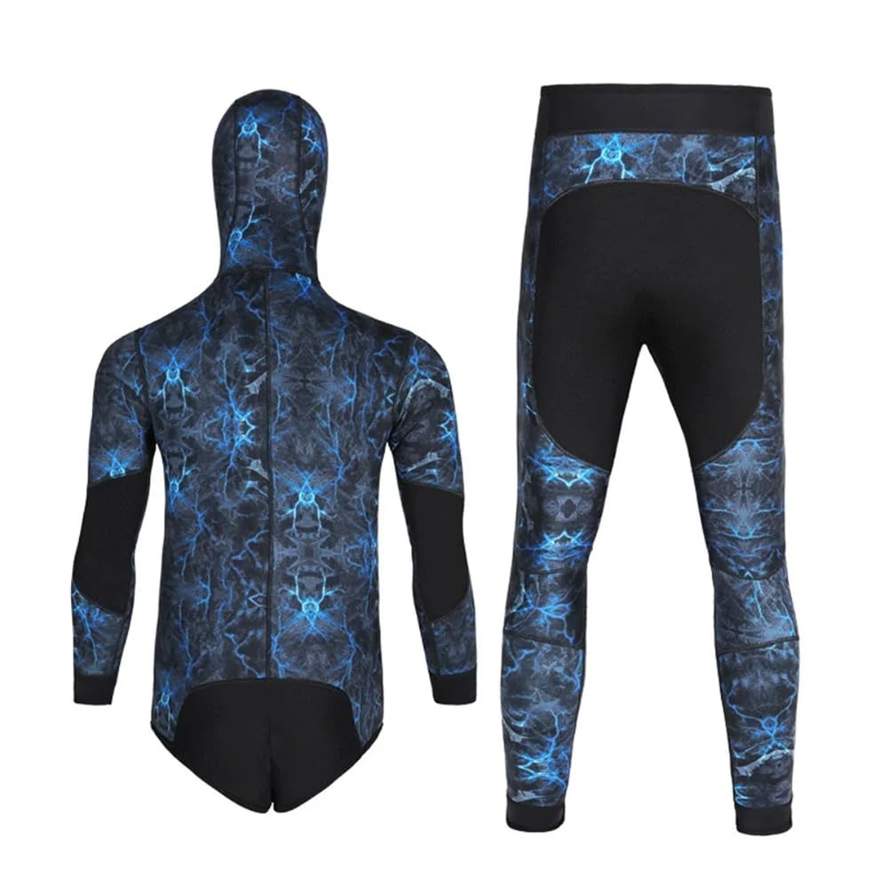 LEIDIMUS Muta da Pesca Subacquea in Neoprene 5MM con Cappuccio, 2 Pezzi A Maniche Lunghe, Tuta Mimetica per Apnea in Acqua Fredda