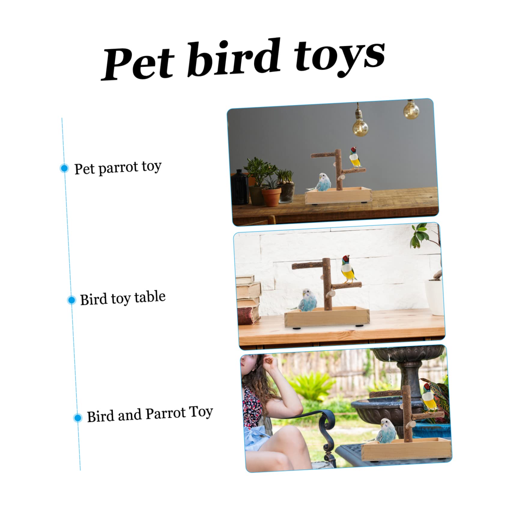 Percha de Madera para Loros, Juguete de Escalada y Soporte | Beige, para Periquito y Agapornis, Portátil, Ayuda al Ejercicio Equilibrio