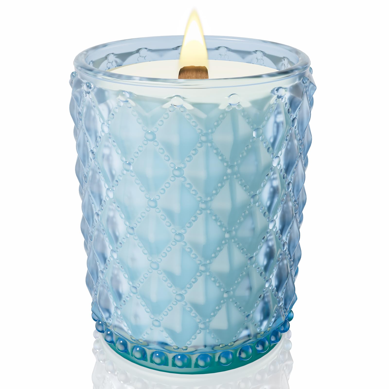 M&SENSE Vela perfumada grande de pera y fresia, vela crujiente con mecha de madera, 470 g, 100 horas de duración, cera de soja en tarro de cristal, vela de lujo regalo para hombres y mujeres, 16,6 oz