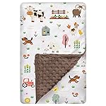 Baby Blanket for Boys Girls - Double Layer Soft Plush Minky With Dotted Backing, Toddler Newborn Shower Gift (Farm, 30 X 40 Inch)
