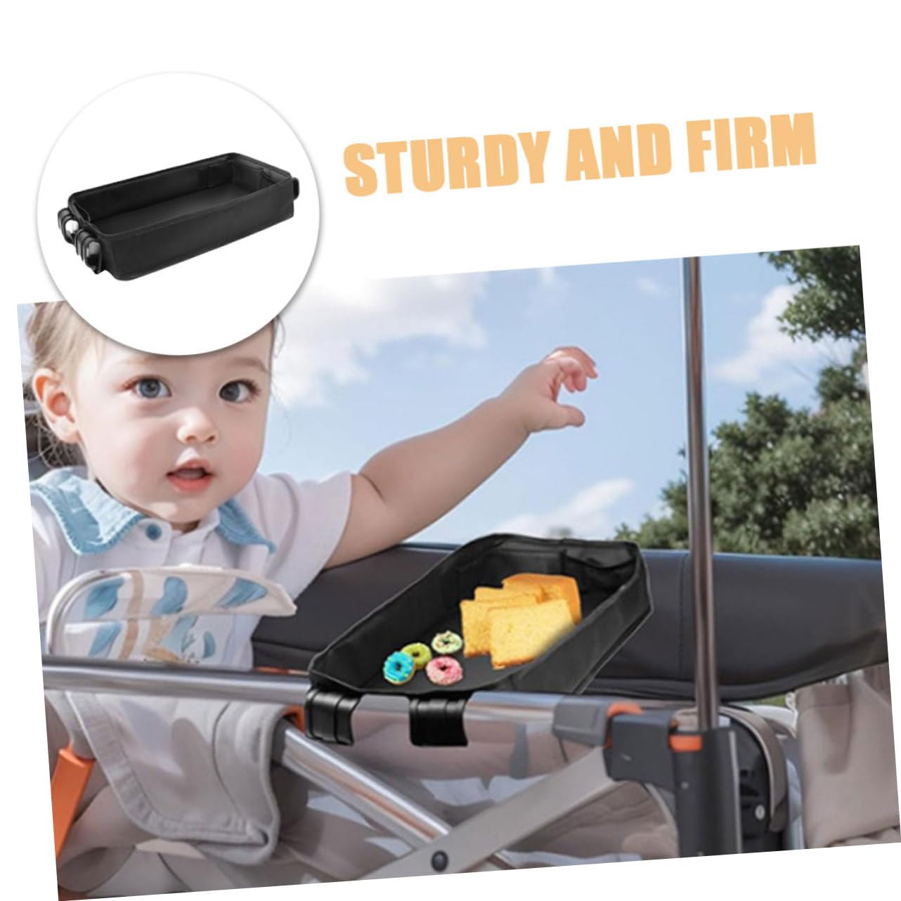 TOYANDONA Tablett für Kinderwagen mit Becherhalter und Handyhalterung Faltbarer Snack-organizer aus Canvas für Junge Mädchen und Kleinkinder