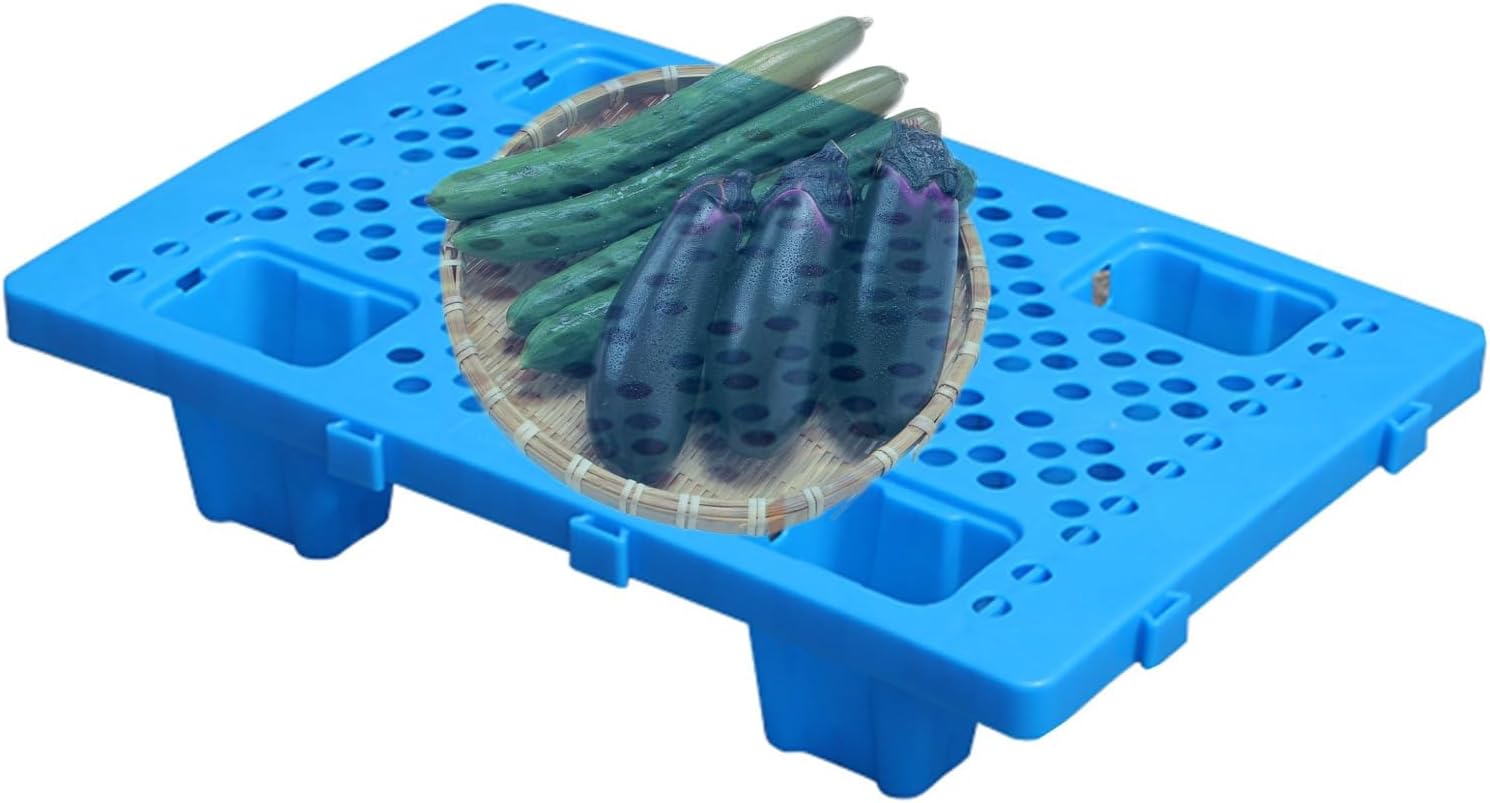 Plastic Logistics pallets， Plastic Pallets Storage, Breathable Grid Article Tray Rack, Lightweight Floor Nestable Plastic Pallet Platform Pad Board(Blue 23.6x15.7x4.2in,1pcs)