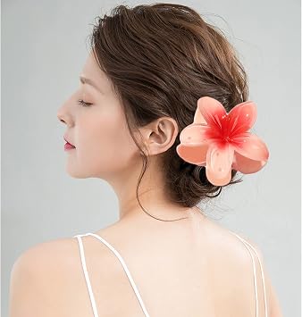 WUBAYI 6 Pcs Flower Hair Clip, Nonslip Flower Claw Clips Strong Hold Hawaiian Claw Clip for Medium Thick Hair Hair Claw Clips for Women and Girls