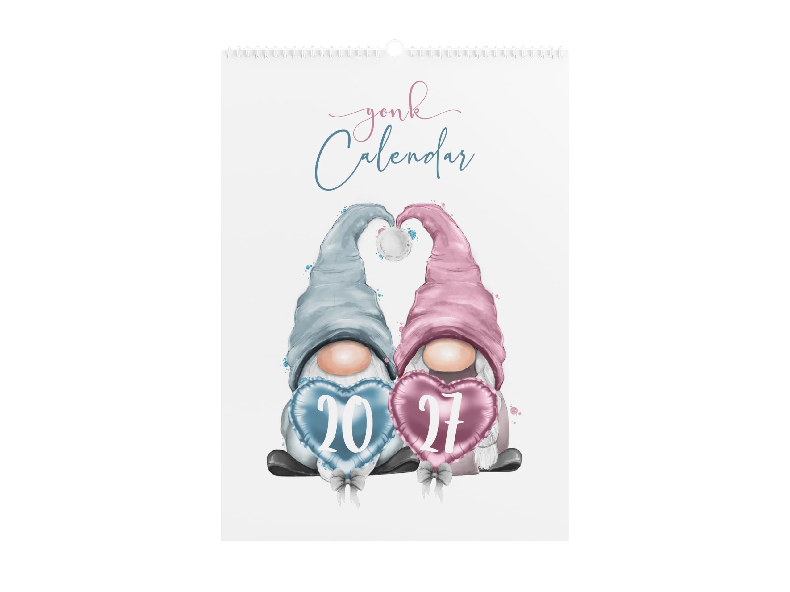 Gnome 2027 Wall Calendar, 12 Months, Cute Seasonal Gonk Calendar, Monthly Grid Layout