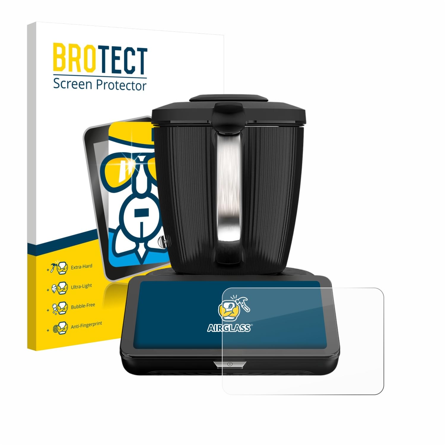 BROTECT Schutzglas für Vorwerk Thermomix TM7 Schutzfolie Panzer Folie Glas Displayschutz Made in Germany [Kratzfest 9H, Anti-Fingerprint,Transparent]