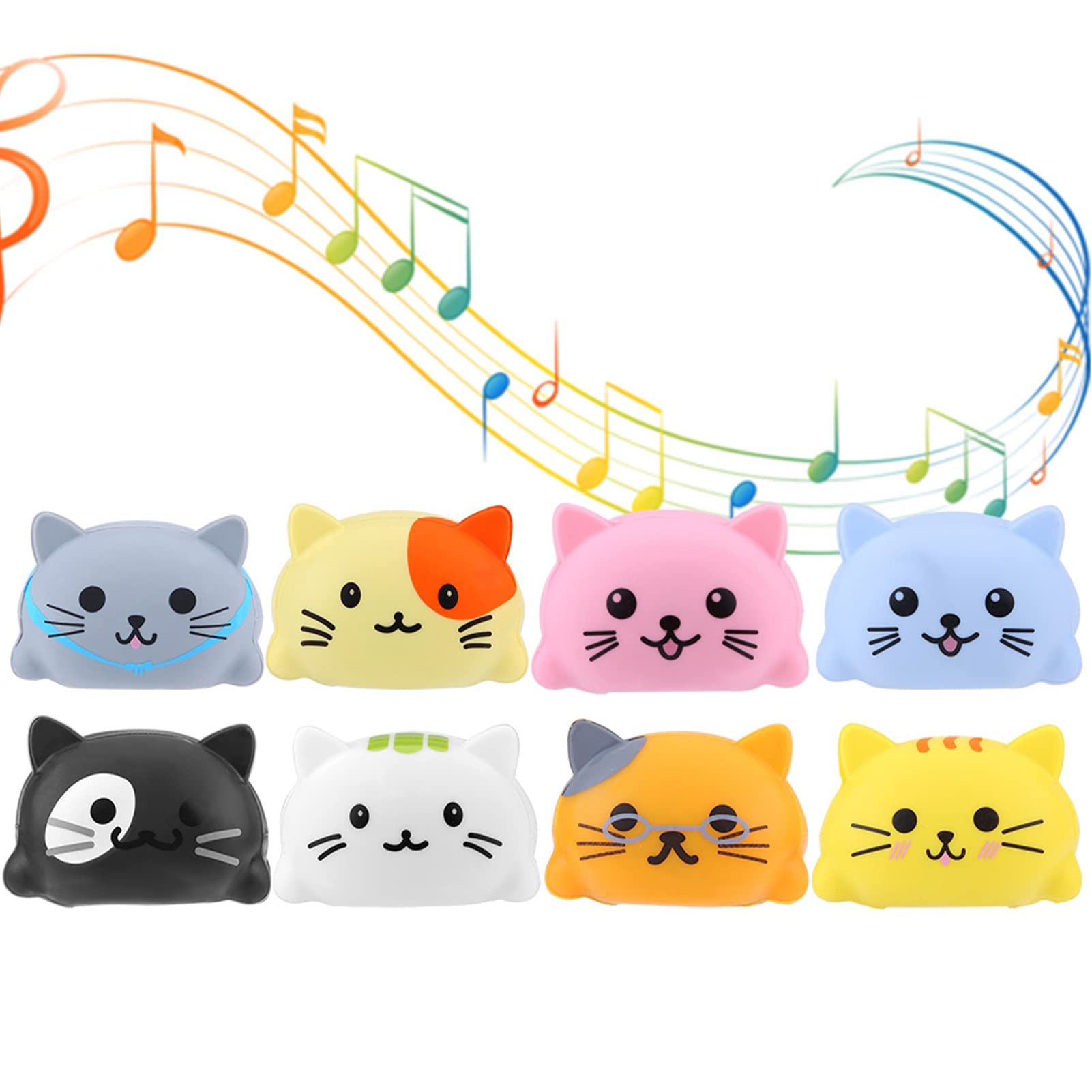 Generic Juego Musical de Silicona, 8 Uds., Juguete de Aprendizaje de Piano para Niños y Familias con Gatos y Perros Sensibles Al Tacto, Juego de Sonido a Escala 8 (Gato)