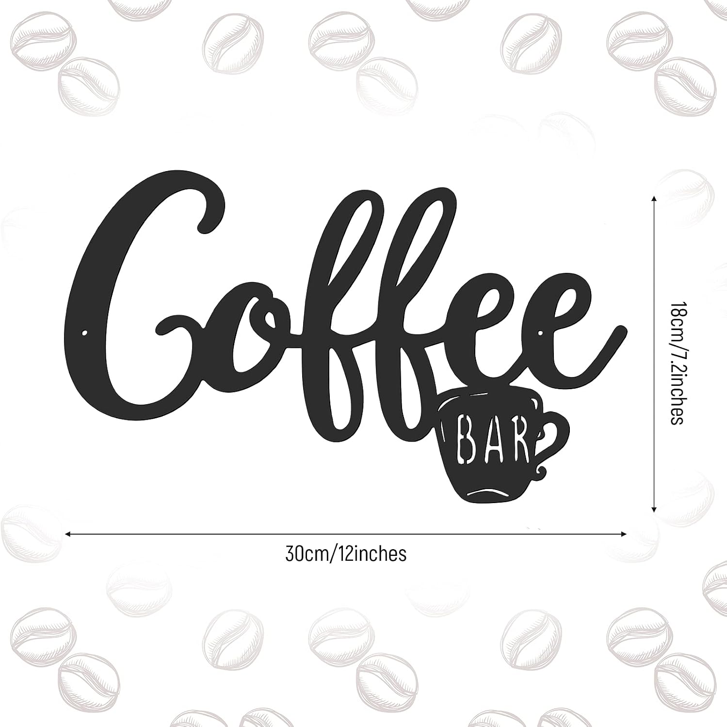 Hotop Coffee Bar Wall Sign Decor Metal Coffee Cup Hanging Sign Vintage Black Cafe Letter Art Decoration Cocoa Bar Accessories Farmhouse Home Office Kitchen Supplies(Simple Style) image 3