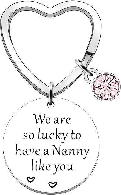 JETTOP Mothers Day Gifts for Nanny -Nanny Gifts from Grandchildren Keyring Gifts for Nanny Birthday Christmas Present We are So Lucky to Have a Nanny Like You