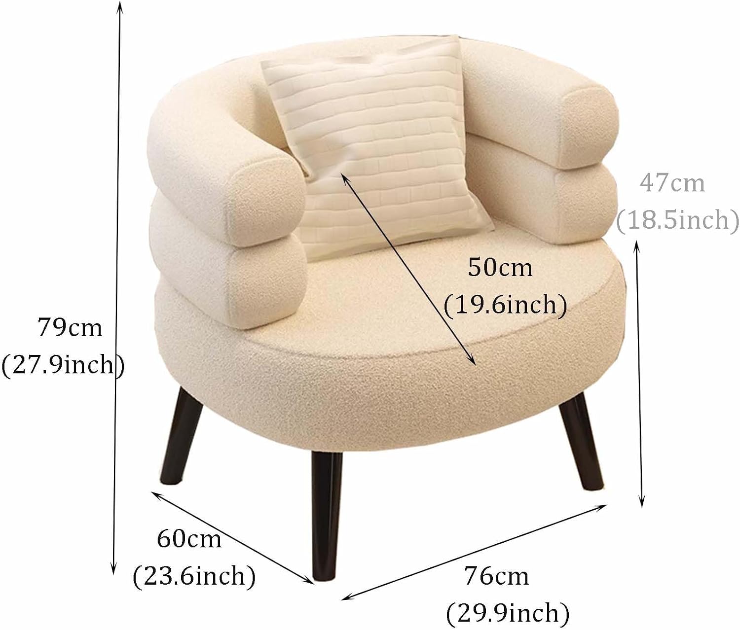Upholstered Armchair for Living Room, Small Space Comfy Lounge Chair with Armrests, Ergonomic Reading Accent Chair for Bedroom and Office(Pinka)