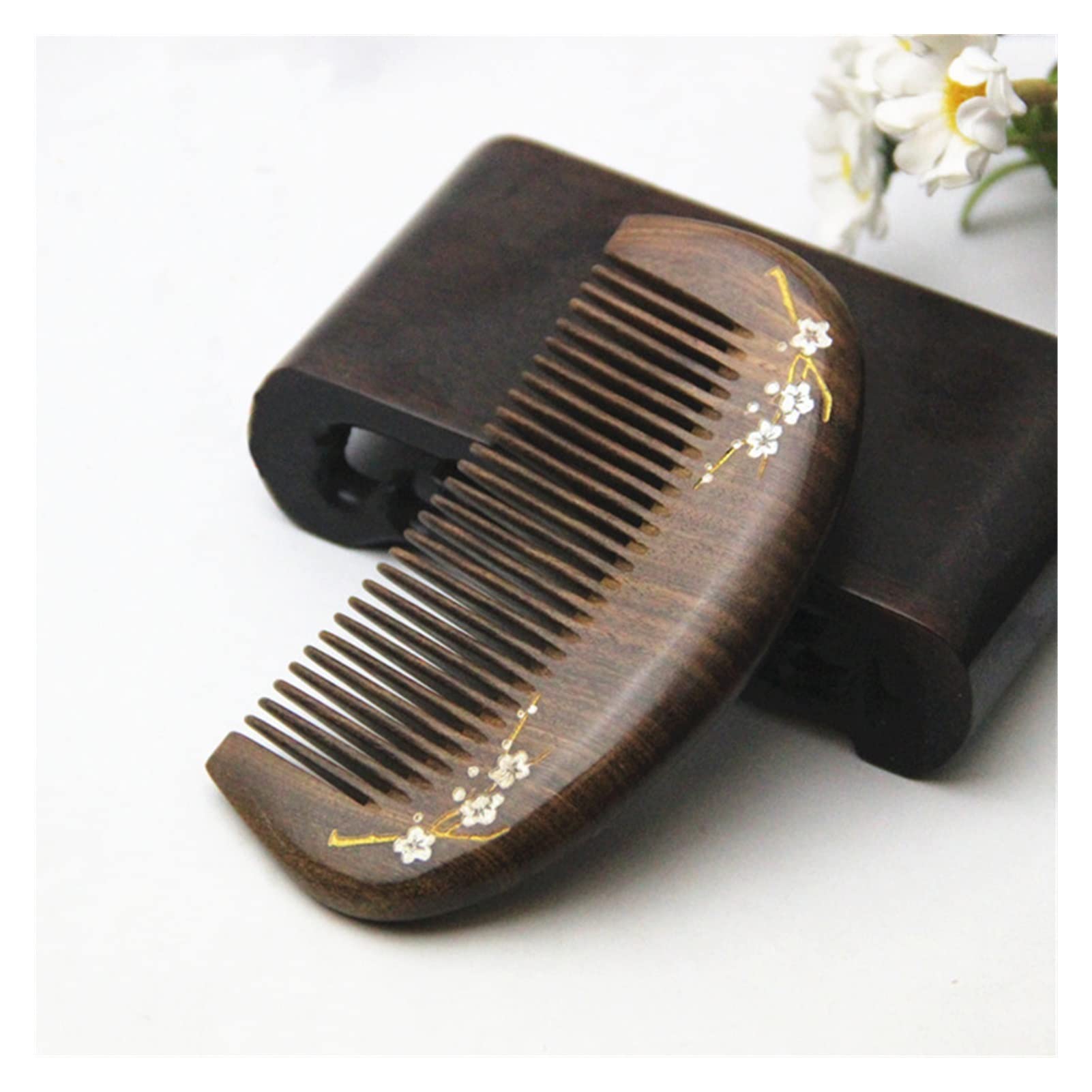 1 PCS Natural Gold Sandalwood Wood Head Combs Combs de Bolsillo Peinores for Mujeres Regalos Accesorios for peinar el Peinado