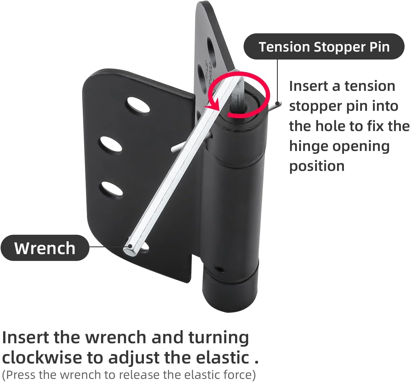 HOME MASTER HARDWARE Self Closing Door Hinges, 4 inch Spring Loaded Hinges, Adjustable Tension for Interior Door, UL Listed with 5/8" Radius Corners, Matte Black Finish, 2 Pack