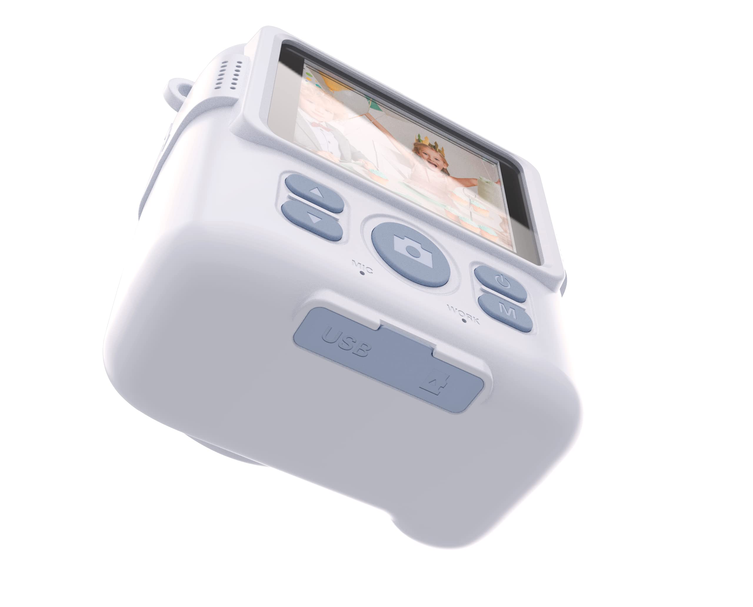 SaveFamily Print – Cámara de Fotos Infantil instantánea-Digital. Videos, Música, Zoom, Flash y Marcos Divertidos, Impresión + 400 Fotos, Incluye 2 Rollos de Papel de impresión – Color Blanco