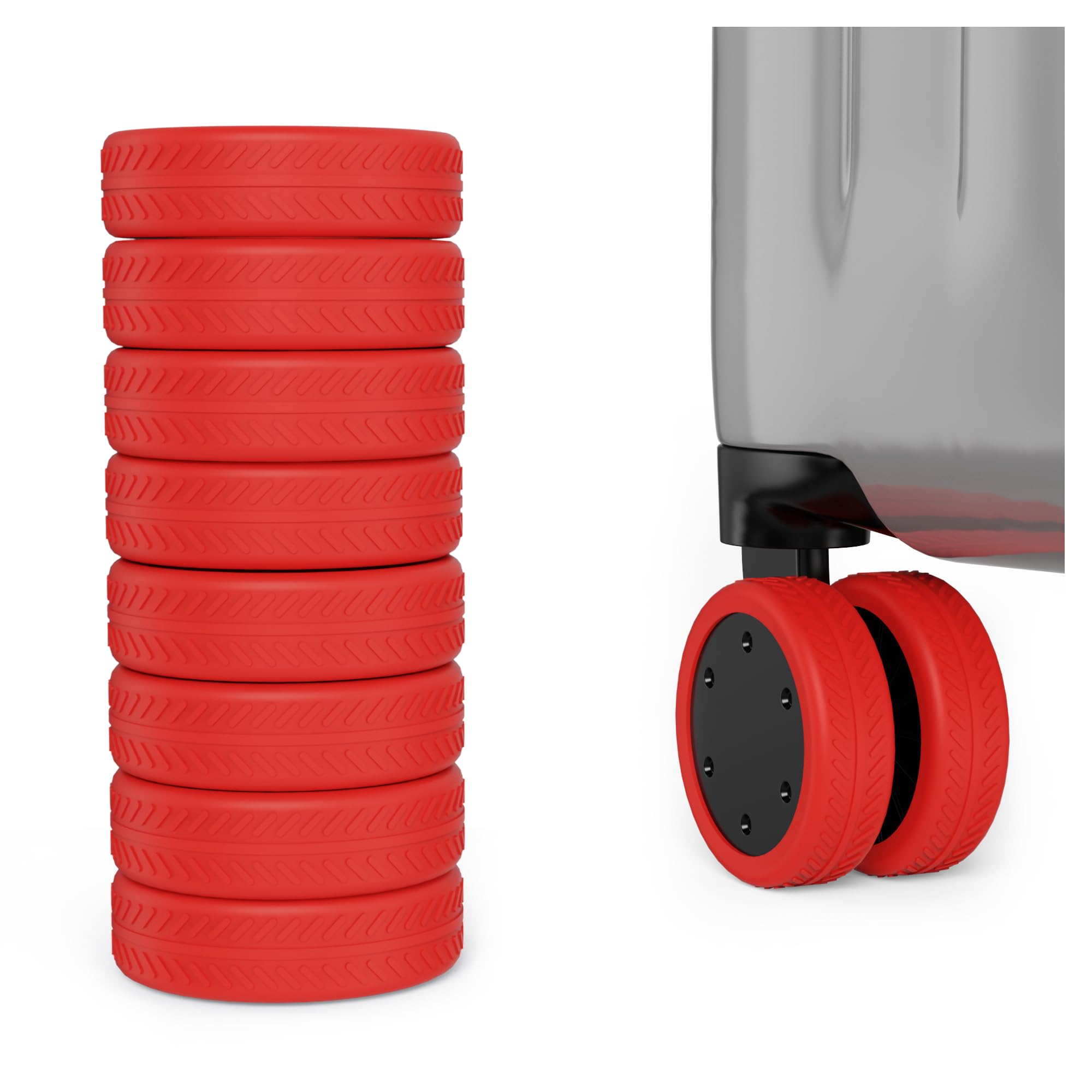 8 Pack Luggage Wheels Covers - Silicone Luggage Wheel Protector Covers for most 8 Spinner Wheel Suitcases or Office Chair Caster,Durable,Mute and Shock Absorption, Red, One Size, 8 Pack-image-40
