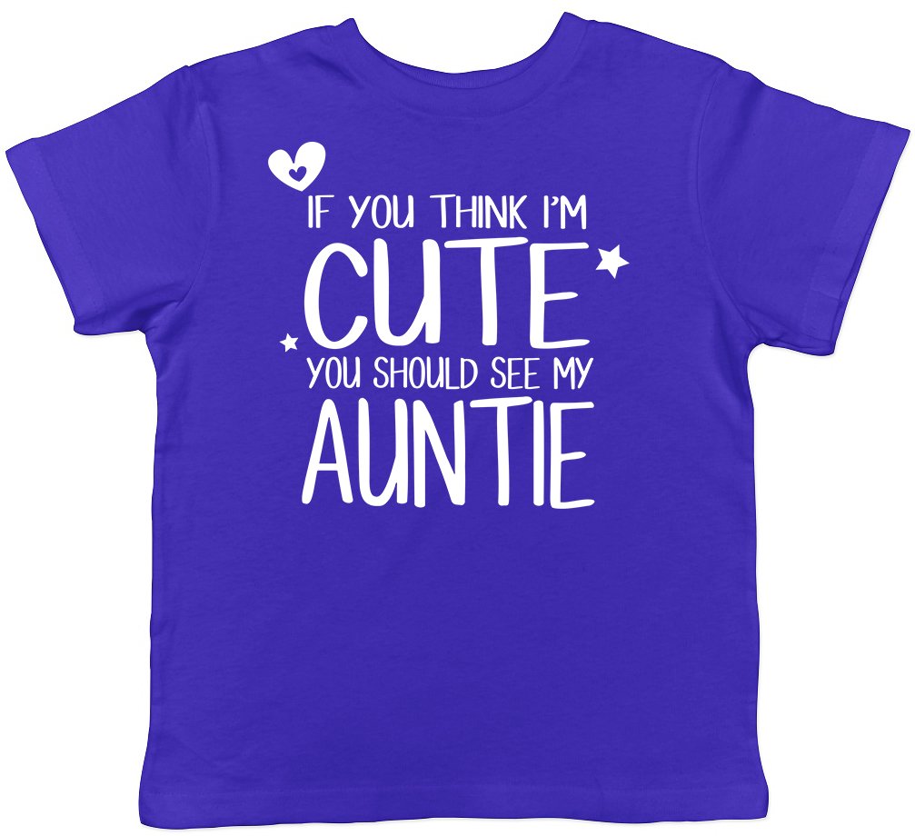 Shopagift Boys Blue If You Think I'm Cute You Should See My Auntie Childrens Kids Short Sleeve T-Shirt