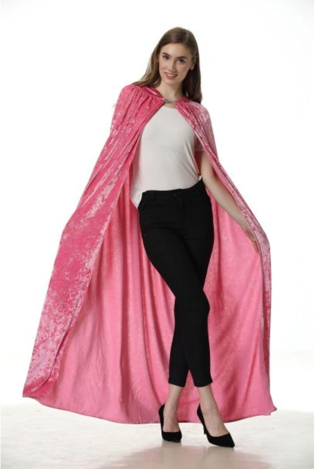 Deluxe Velvet Cape with Hood Women Adult Witch Hooded Cloak Halloween Cosplay Costumes - Image 5