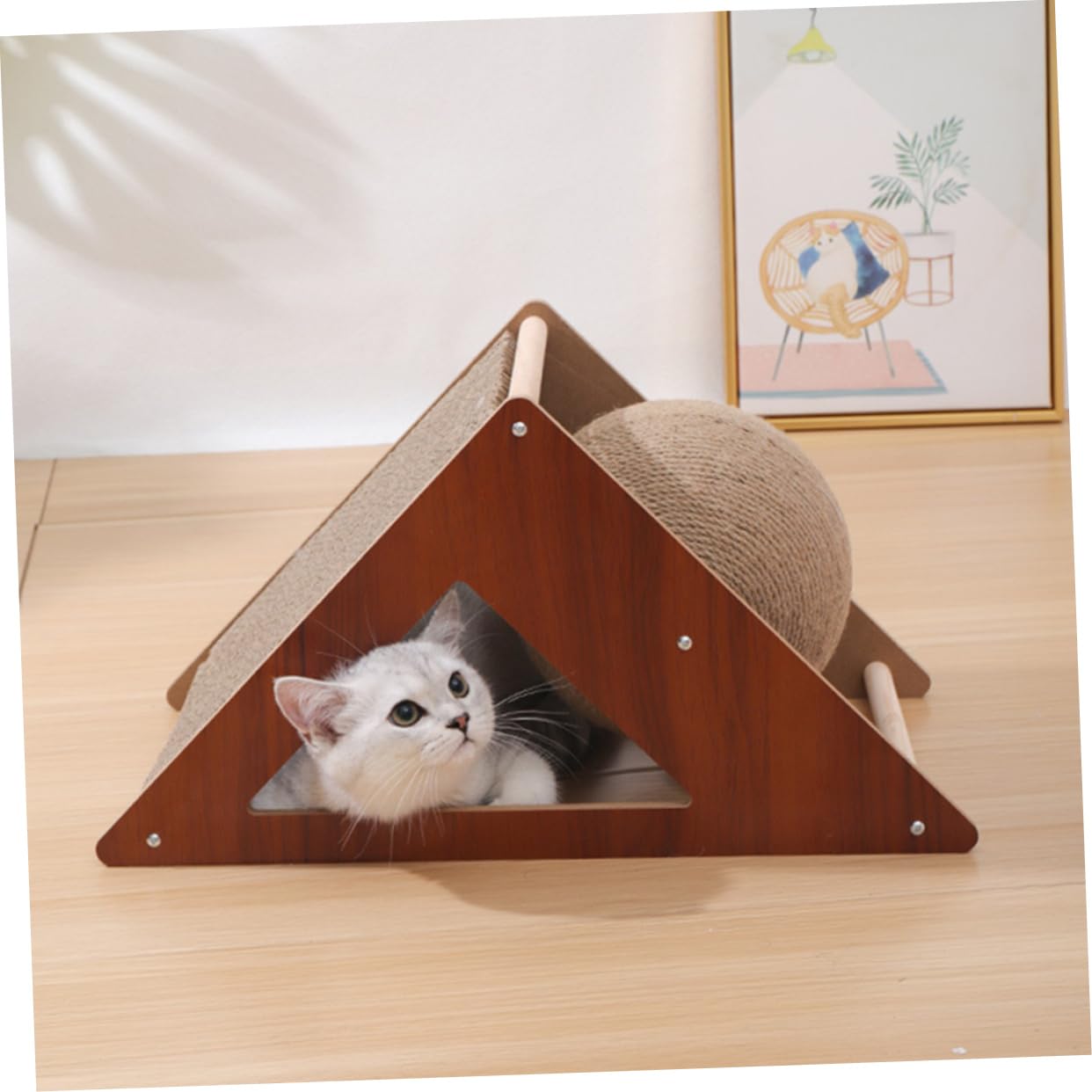 TOYANDONA Rascador De Suelo para Gatos Tabla Rascadora Triangular Juguete para Rascar Gatos Rascador para Gatitos Casa