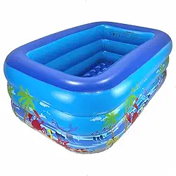 Piscina Inflável Infantil Retangular para Família - Fácil de Montar, Assoalho Almofadado, 120x40cm, 225L, Boia Infantil, Verão Divertido e Seguro (Azul)