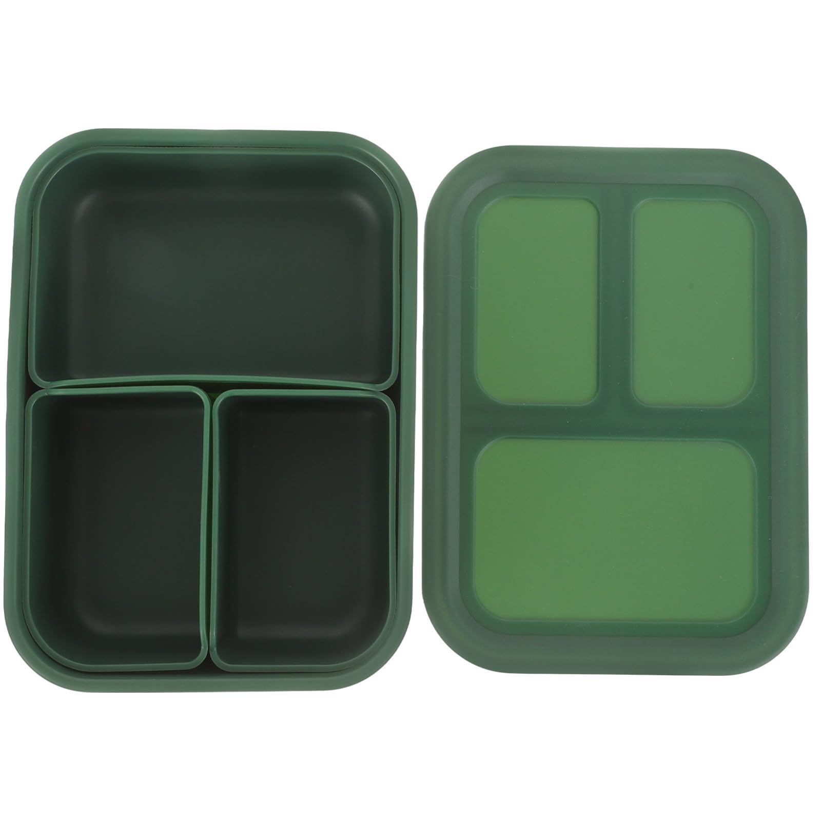 Fiambrera de Silicona Tapa Hermética y Compartimentos, Caja de Almuerzo 420ml Segura para Microondas y Diseño Práctico para Escuela y Trabajo
