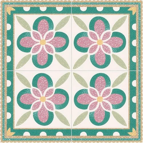 Image of Moroccan Tile Stickers | Waterproof Self Adhesive Peel & Stick Tile Decals for Kitchen Backsplash, Bathroom Wall, Floor, Furniture & Glass (6x6 Inch, Design 6, 40 Pic)