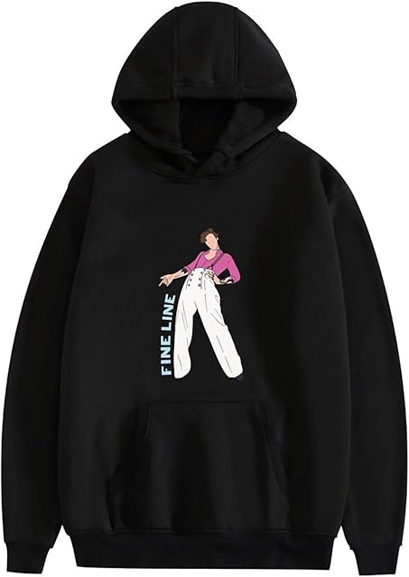 QSMGRBGZ Casual Hooded Sweatshirt,fashion Harry Style Printing Streetwear,Autumn/Winter Plus cashmere Long Sleeve Hip Hop Hoodie Pullover,unisex,Black,L