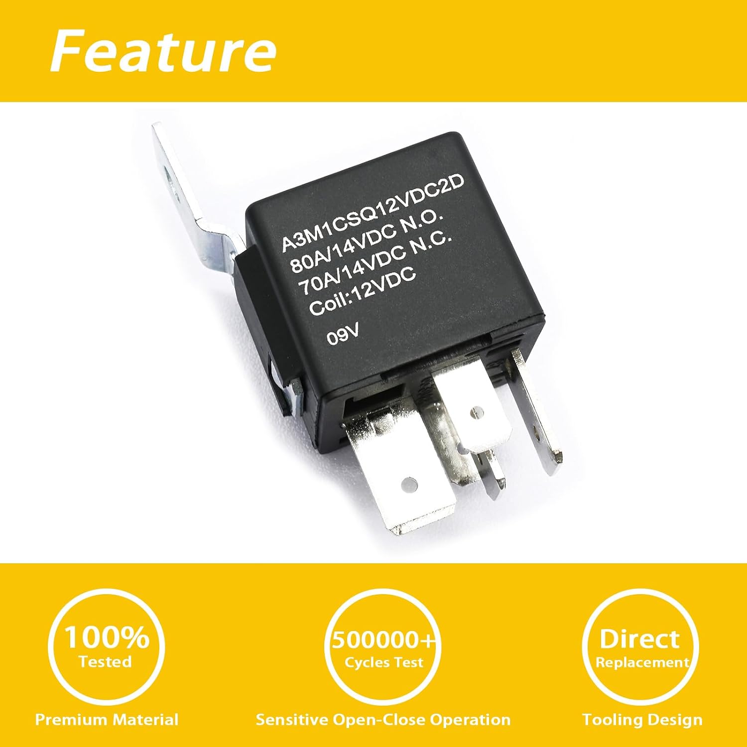 2 Packs A3M1CSQ12V2D Relay, 12V 80A 5 Pins, Automotive Relay