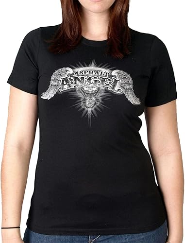 Hot Leathers Black Asphalt Angel Ladies Camiseta de manga corta