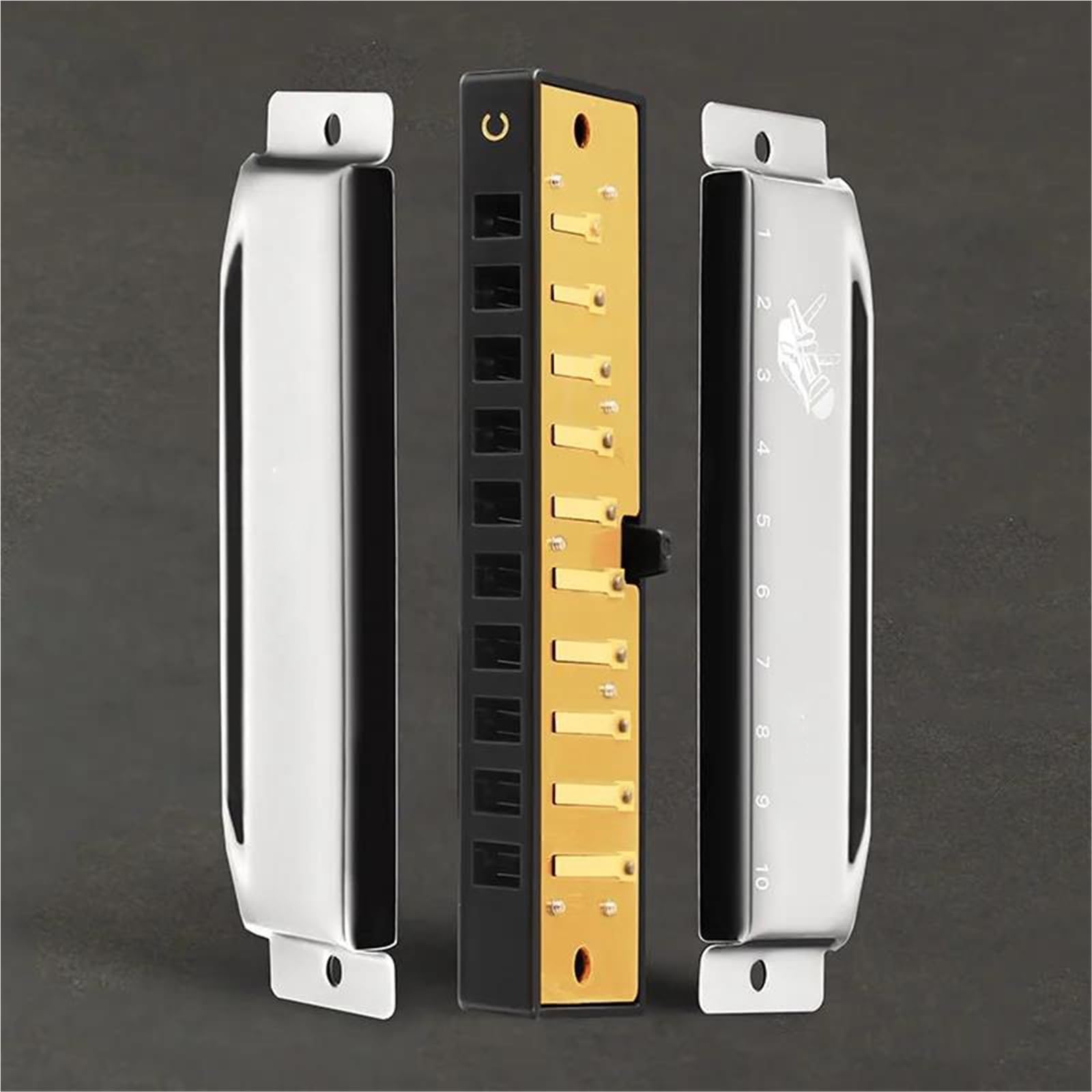 Armonica Professionale Armonica Blues Diatonica Per Amanti Della Musica Tonalità Di Do 10 Fori Standard H(Silver)