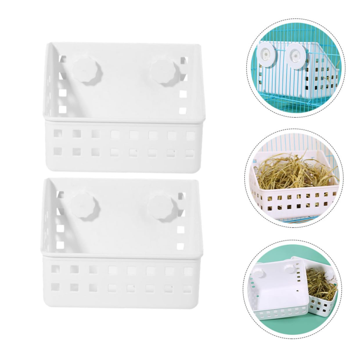 Artibetter Râteliers à Lapins en Plastique Blanc 2 Pièces, Supports à Lapins Lavables pour Cage d'animaux, Maintient Le Foin Propre et Minimise Le Gaspillage