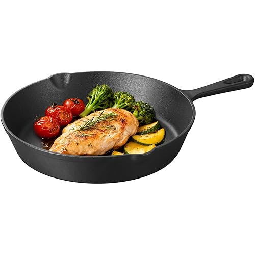 Cast Iron Skillets Non-Stick Frying Pans Griddle Egg Pan Round Indoor/Outdoor,Stove, BBQ, Grill Cookware，8 Inch