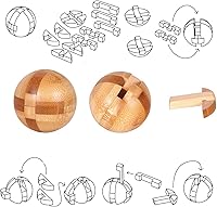 Vista 3 de VolksRose 12 piezas de rompecabezas de madera para ejercitar el cerebro, juegos de rompecabezas de desafío de coeficiente intelectual, juguete