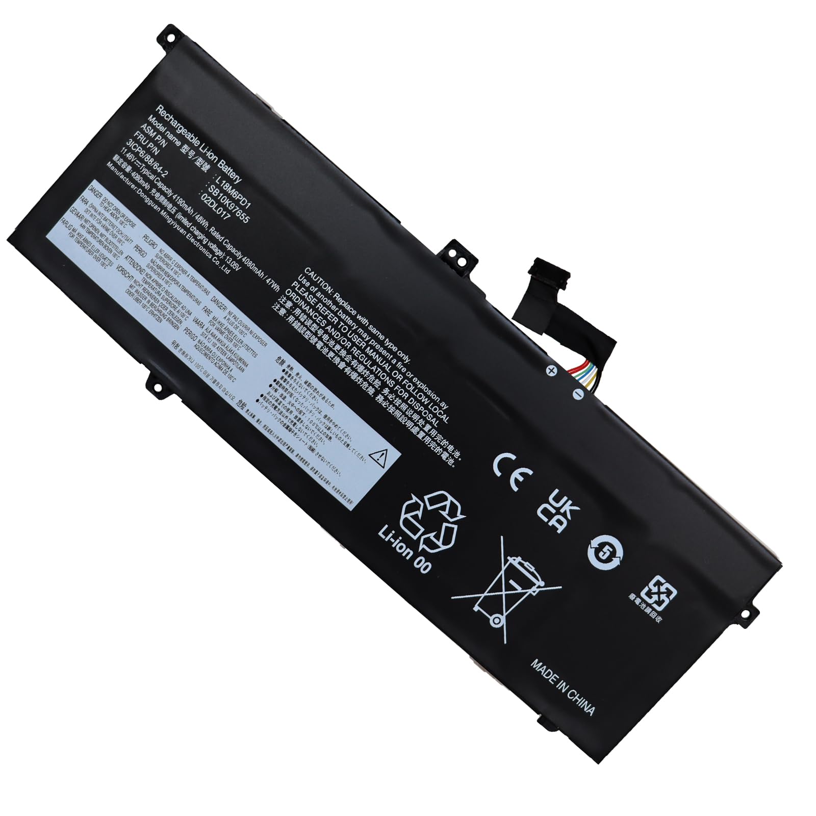 KXRSII Batteria Per Lenovo ThinkPad X13 1st Gen (2020) – L18M6PD1 L18C6PD1 Compatibile Con X390 X395 – 11.46V 48Wh 4190mAh – Ricambio Originale Per 02DL020 02DL019 02DL018 02DL017 SB10K97658 E Più