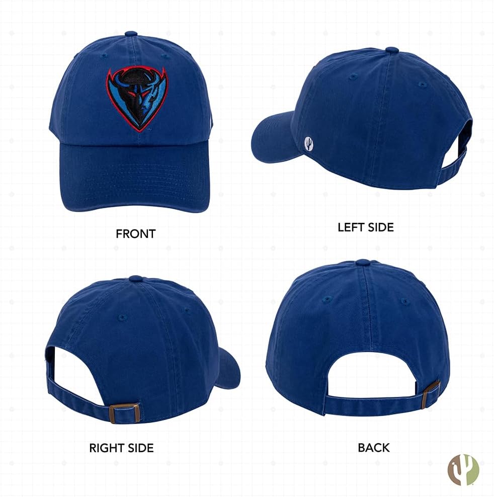 Desert Cactus DePaul University Baseball Hat Blue Demons Brimmed Embroidered Cap Adjustable Cloth Strap Adult (Style A)