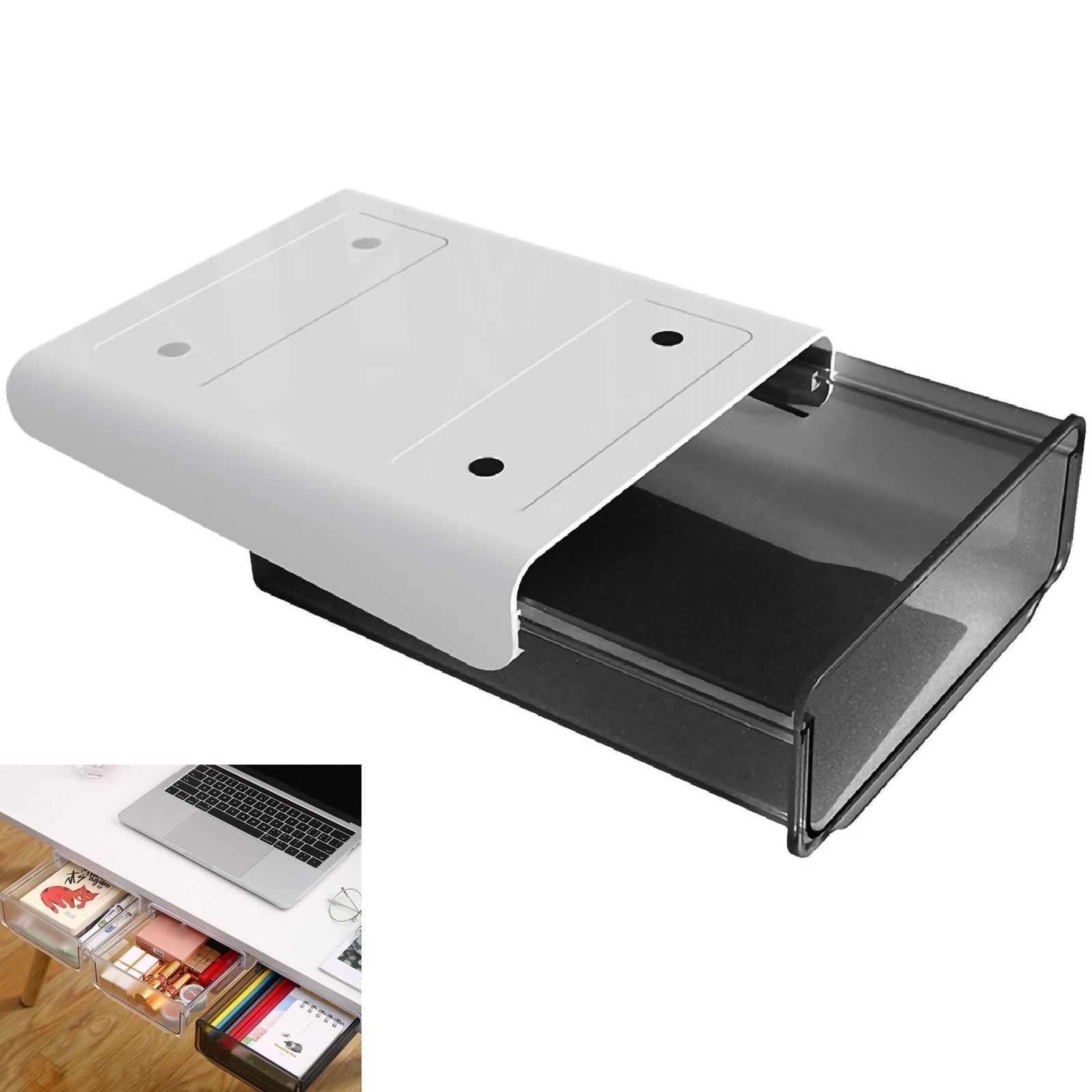 Organizzatore per cassetti sotto la scrivania per la scrivania di casa dell'ufficio, attacco per cassetti da scrivania estraibile Accessori da scrivania e organizer per spazi di lavoro, portapenne(02)