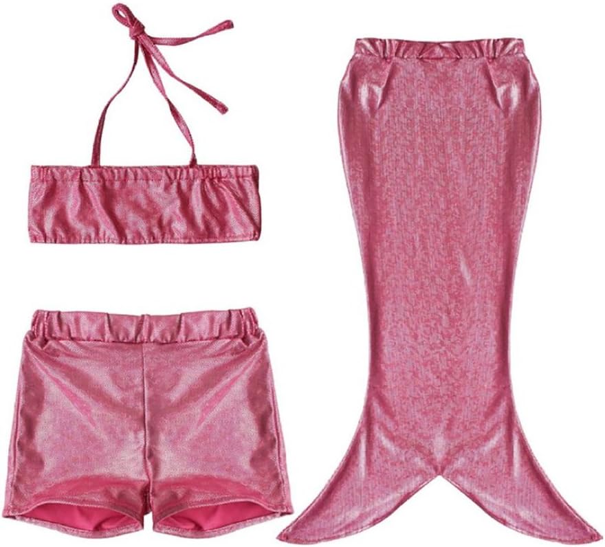 Mermaid Costume Swimsuit + Bath Time Dress-up Set (Medium (4-6yrs), Pink Sparkles)