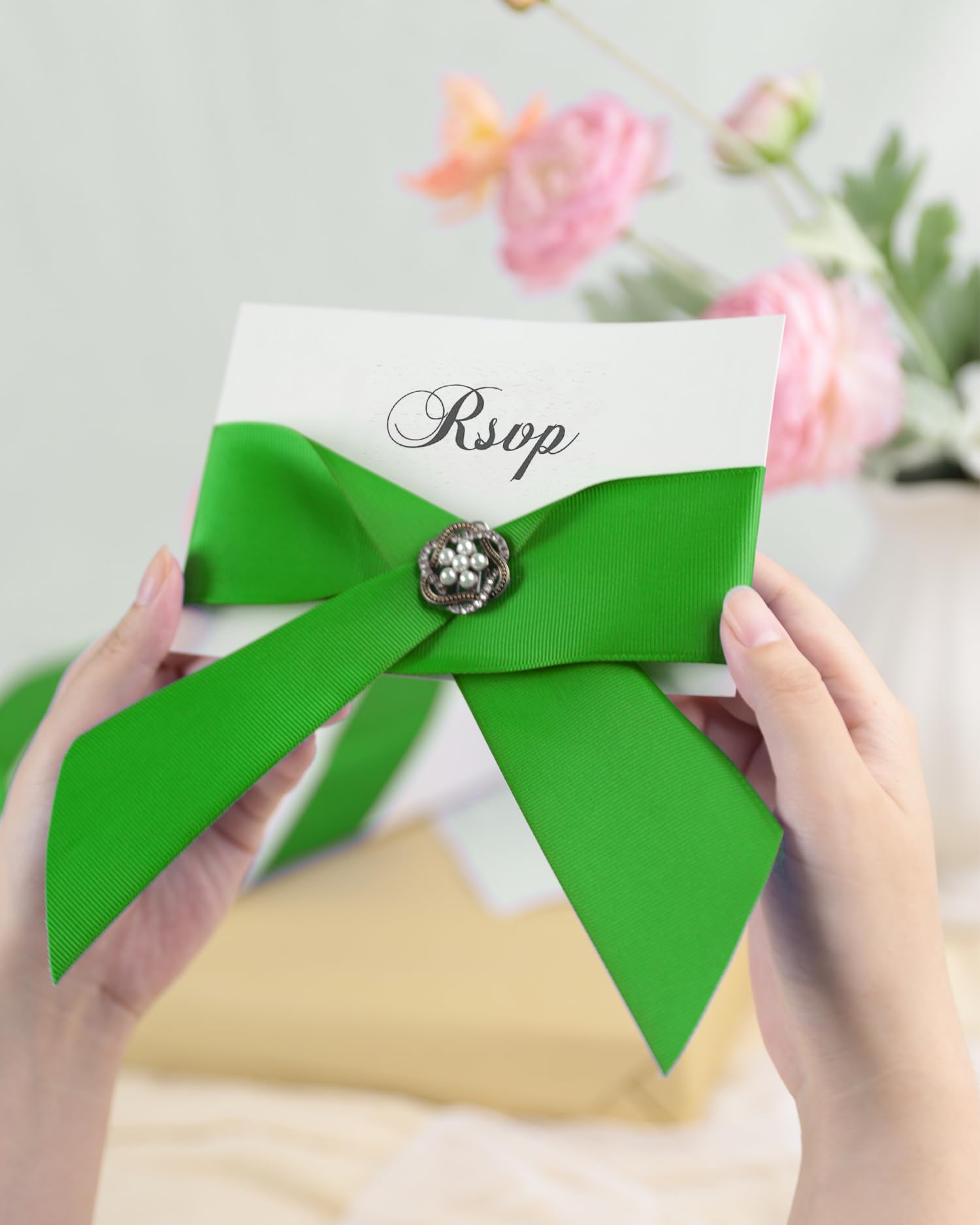 Kryvus Green Grosgrain Ribbon, Emerald Green Ribbon 50mm x Continuous 45 Metres - Image 4