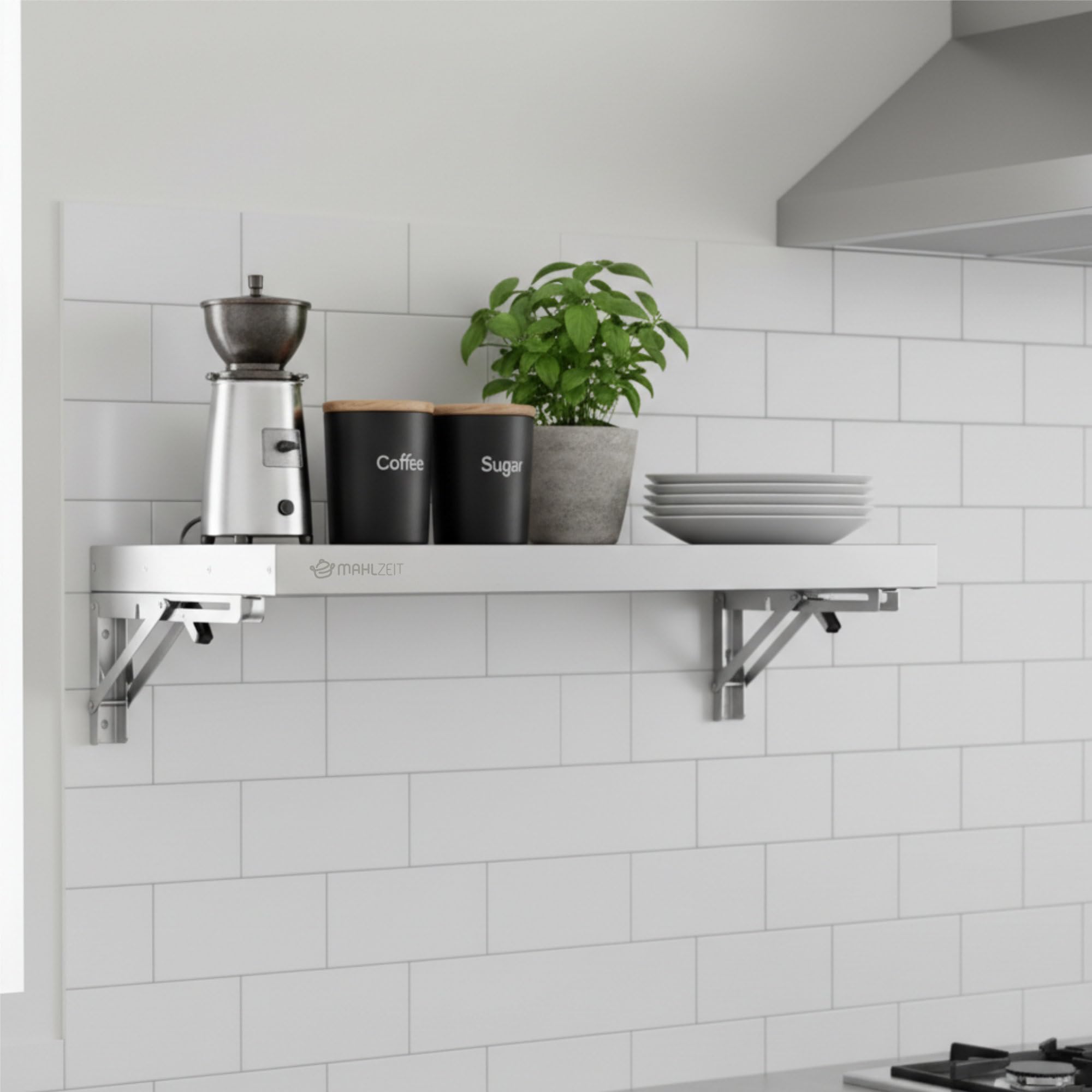 Mahlzeit Étagère murale en acier inoxydable 60 x 30 cm | Étagère de cuisine pliable argentée | Étagère murale en acier inoxydable | Étagère murale pour cuisine, étagère murale pour cuisine, étagère à