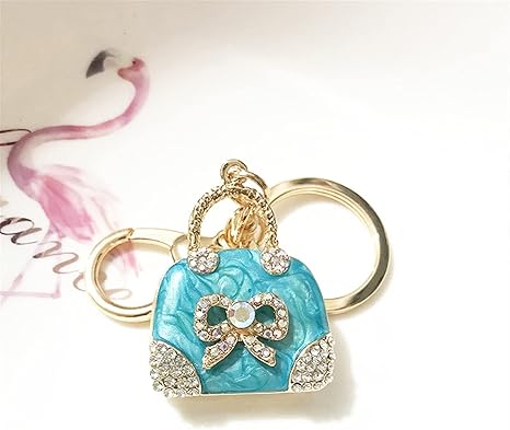 Amazon Co Jp キーホルダー チャームファッションバッグキーホルダーハンドバッグ型キーチェーンかわいい弓クリスタルラインストーン車のキーリングペンダント女性ギフト Color 4 Size F シューズ バッグ