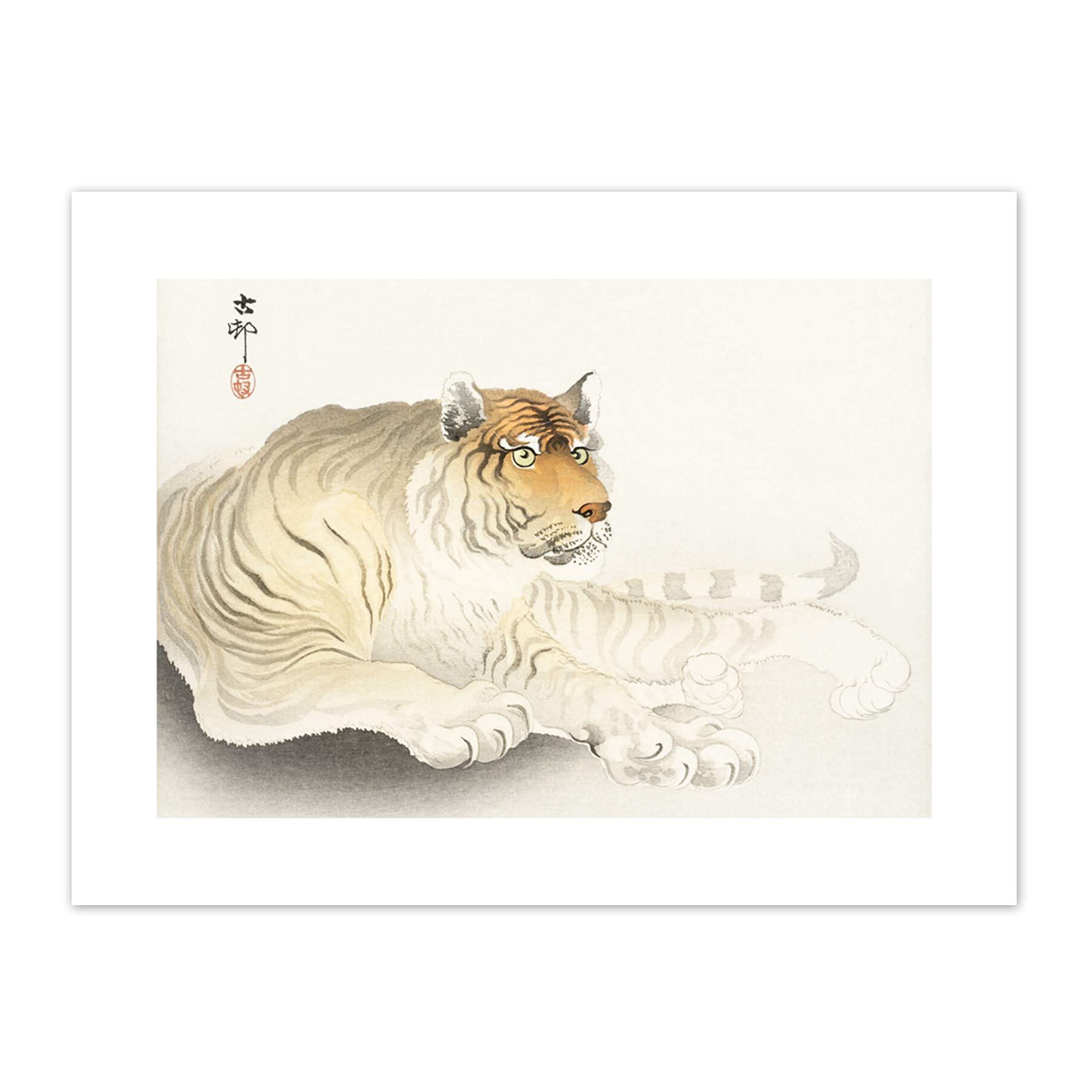 Tiger Watercolour Ohara Koson Art Print Canvas Premium Wall Decor Poster