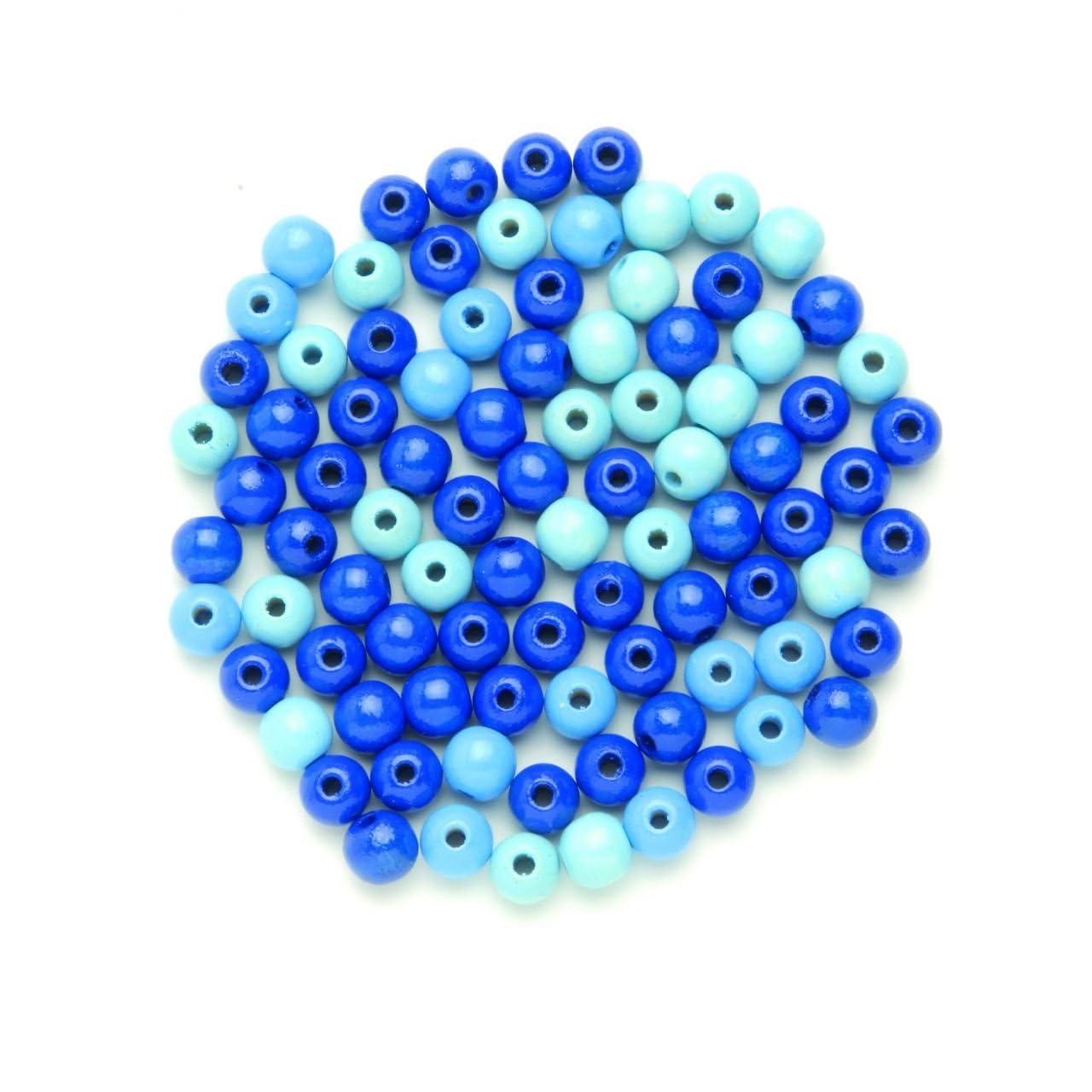 Cuentas de madera, 14 piezas, mezcla marrón, madera, 15 mm, azul, 11 x 8,5 x 1,5 cm