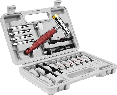 Miniatura 8 de BESTNULE Juego de punzones de rodillo, herramientas de perforación, hechas de material sólido, incluyendo punzón y martillo de acero, ideal para
