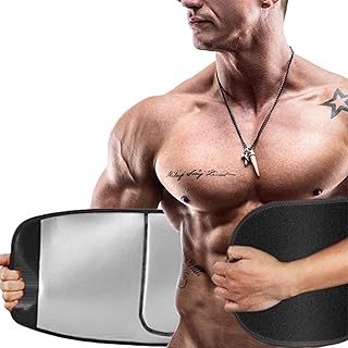 Men Sweat Belt for Weight Loss Adjustable Back Lumbar Support Waist Trimmer Trainer Sauna Effect Fat Burner Girdles Belt for Exercise Workout Sports Waist Trainer