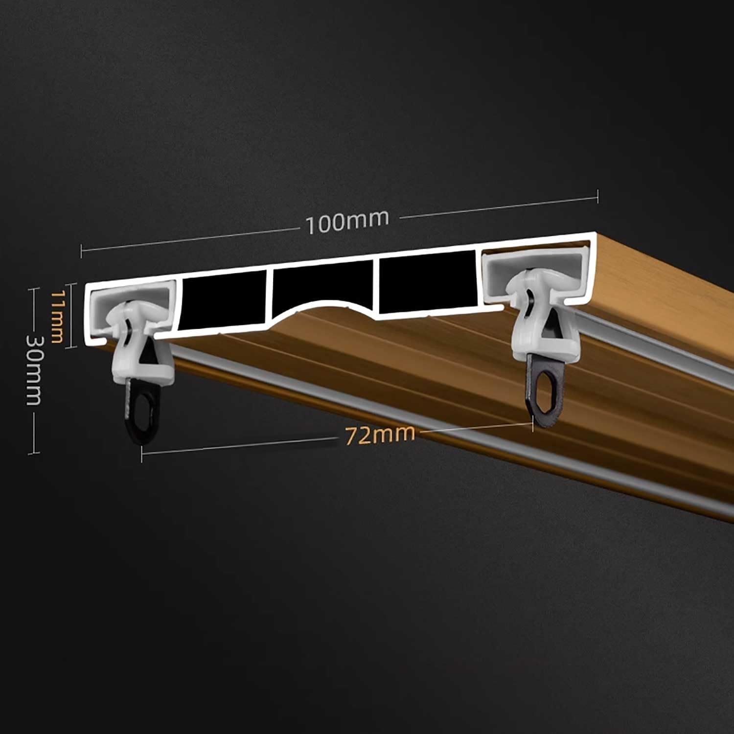 Heavy Duty Gold One-Piece Ceiling Curtain Track | Double Curtain Rods Set | 2m (6.6ft) Room Divider for Living Room, Bedroom, Hospital (Champagne Finish)