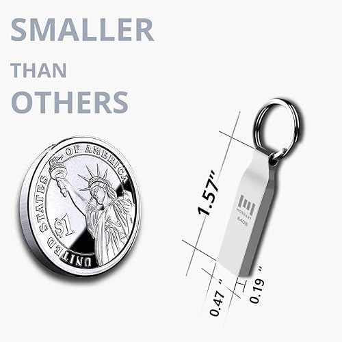 Miniatura 4 de MOSDART ExFAT - Memoria USB 2.0 impermeable de 64 GB, memoria de metal con llavero, para la parte posterior del sistema, almacenamiento de datos,