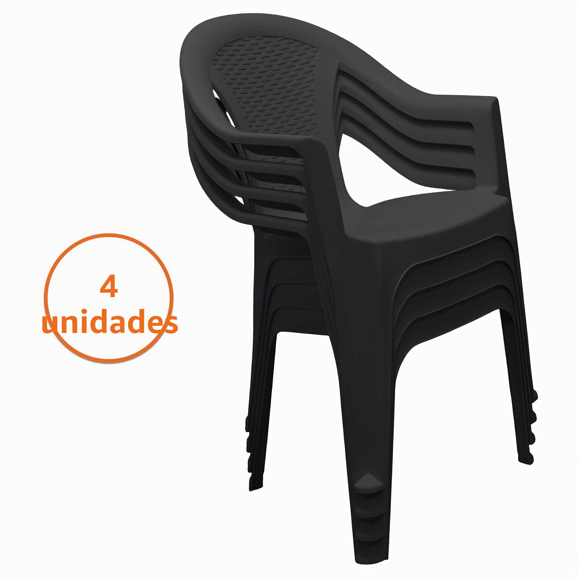 Silla de jardín monobloc, apilable, color gris antracita – plástico imitación ratán