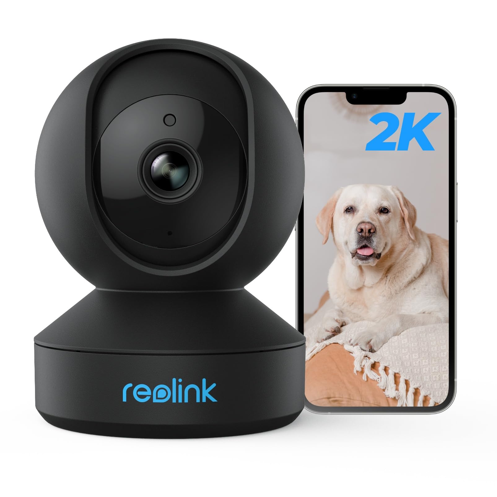 Reolink Reolink 3MP Telecamera WiFi Interno con Pan/Tilt, Audio a 2 Vie, Videocamera Sorveglianza WiFi da 2.4 GHz, Visione Notturna, Rilevamento di Persone/Pet, Accesso Remoto, Archiviazione Cloud, E1 Nero